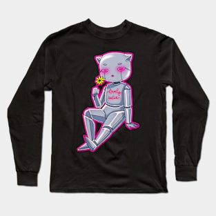 Robot cat pink Long Sleeve T-Shirt